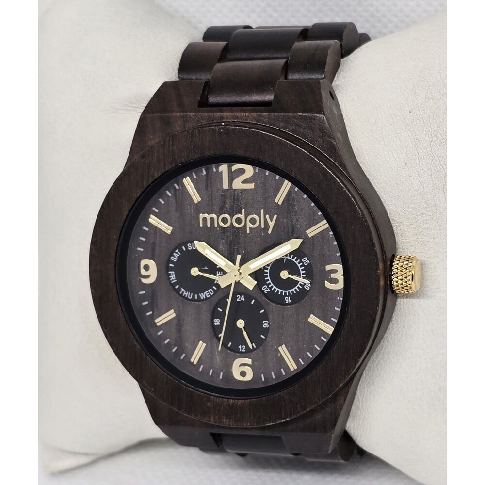 Men's Modply Wooden Classic Round Watch 13 - Picture 2 of 9